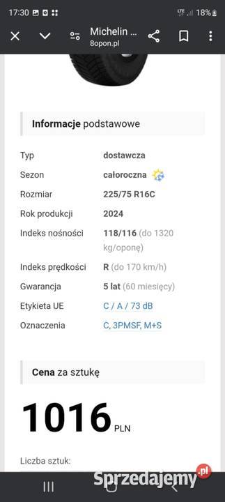 Opony dostawcze micheline stan idealny łódzkie Uniejów