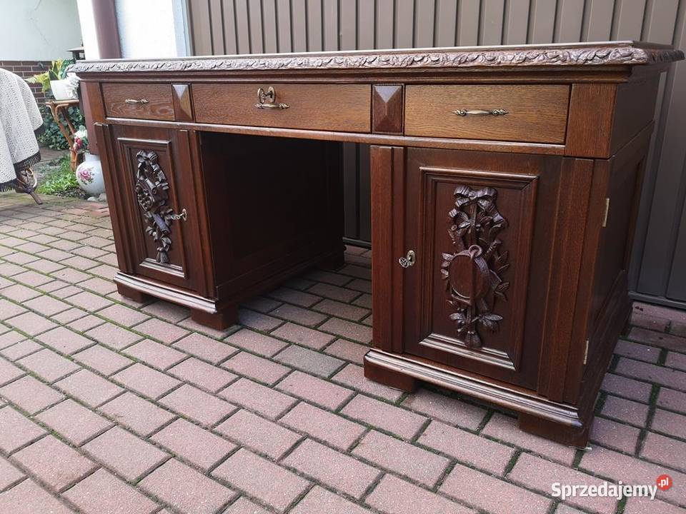 Biurko Dębowe Rozbieralne Jednostronne Stare Swarzędz