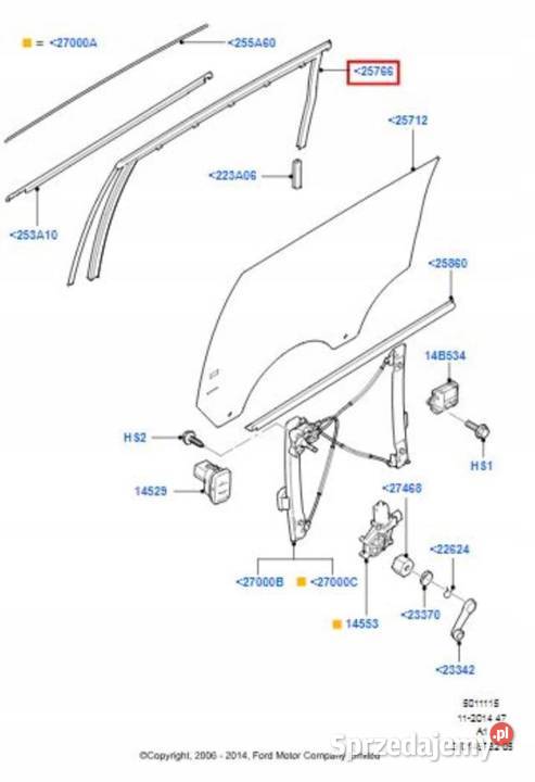 USZCZELKA SZYBY DRZWI LEWY TYŁ FORD S GALAXY Uszczelki szyb