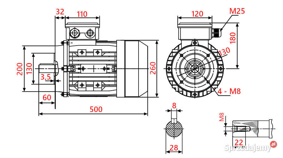 SILNIK ELEKTRYCZNY 75kW 400690V 1450obr 3FAZOWY Części zamienne Solec Kujawski