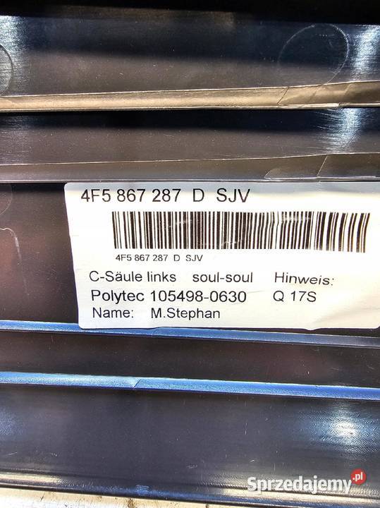 OSŁONA SŁUPKA C LEWA AUDI A6 C6 SEDAN 4F5867287D Przystajń