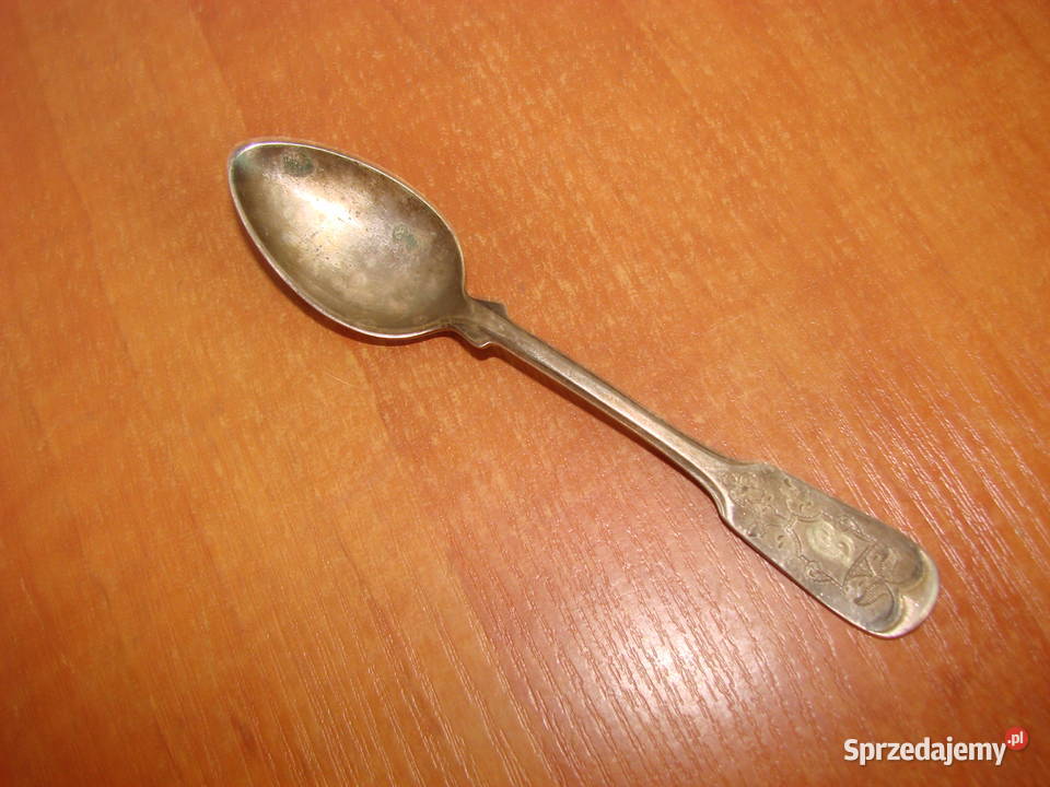stara łyżeczka do cukru z monogramem sygnowany Pruszcz Gdański
