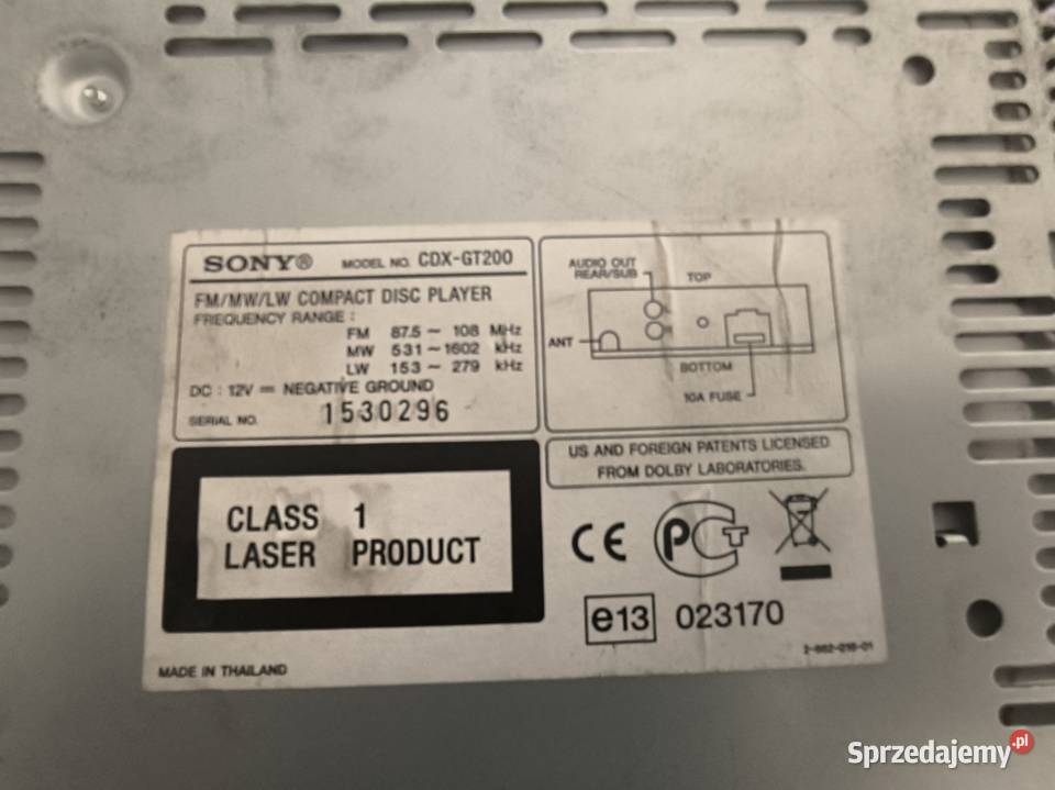 Radioodtwarzacz samochodowy Sony CDXGT200 Elektronika Kłodzko sprzedam