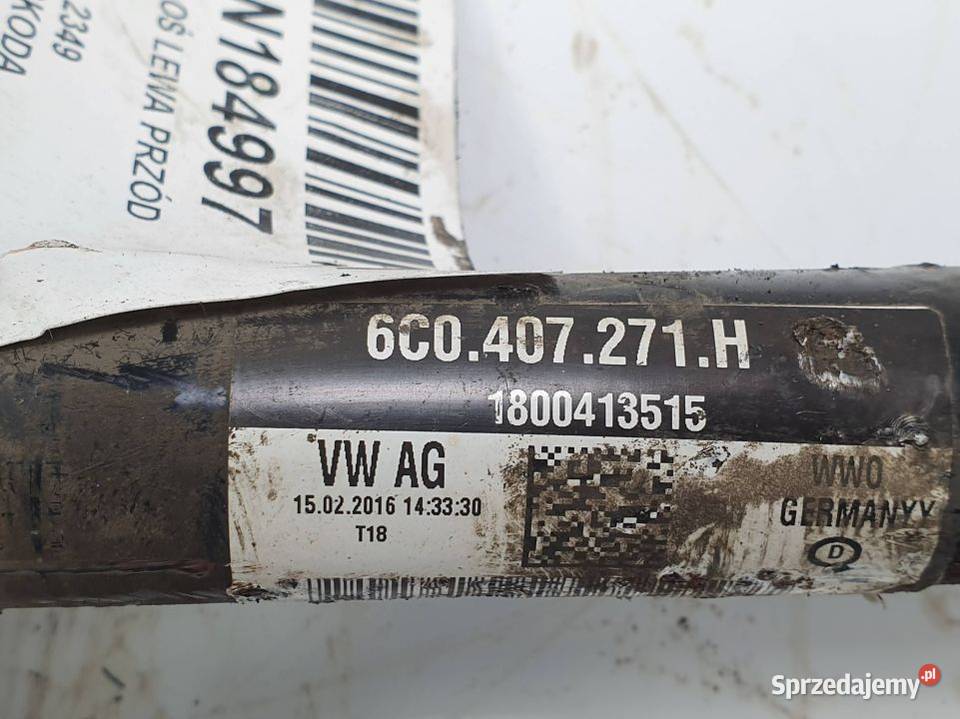 PÓŁOŚ LEWA PRZÓD SKODA FABIA III 6C0407271H kujawsko-pomorskie Lipno