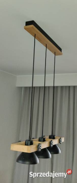 Lampa sufitowa wisząca 3 żarówki drewno dąb lubelskie