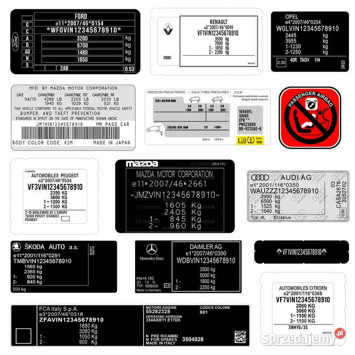 NAKLEJKA TABLICZKA ZNAMIONOWA - KAŻDY MODEL!