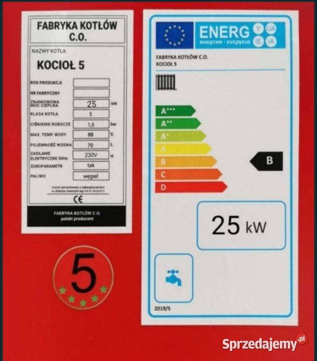 Kocioł na ekogroszek 5 Klasy 25 kw Pleszew
