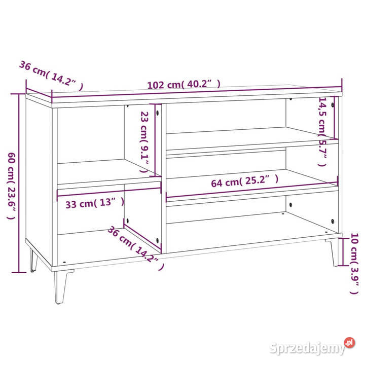 Szafka na buty szary dąb sonoma 102x36x60