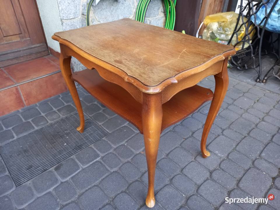 Stary stolik kawowy ludwikowski z półką vintage Rawicz