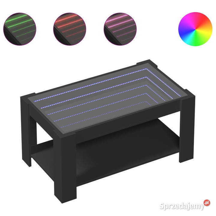 Stolik kawowy z LED czarny 93x53x45 materiał mazowieckie Warszawa