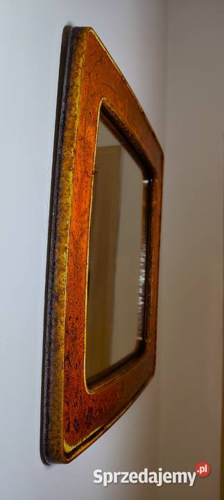 Lustro lata 60 ceramika szkliwiona 42 x 42 Lustra Kalisz sprzedam