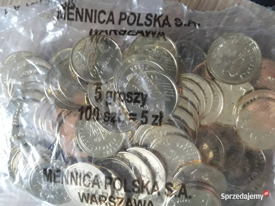 5 Groszy x 100 2021 r menniczy woreczek Konin