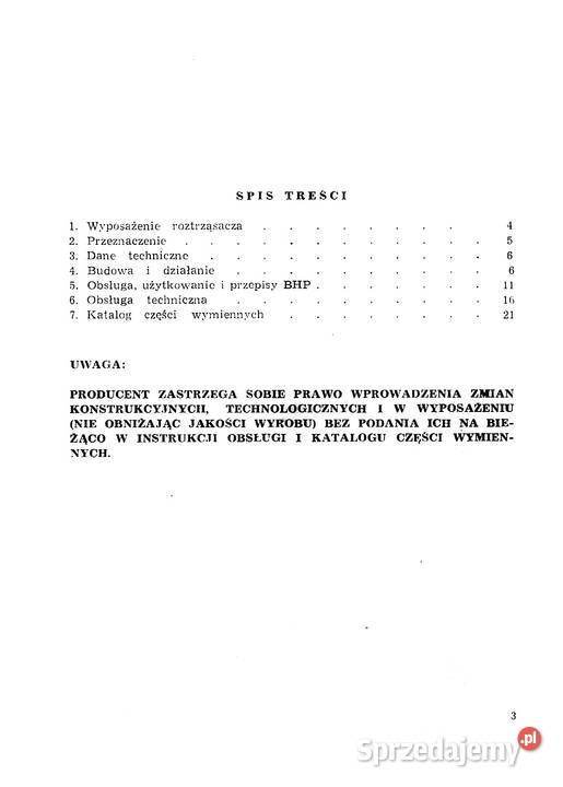 Instrukcja obsługi i katalog części rozrzutnik