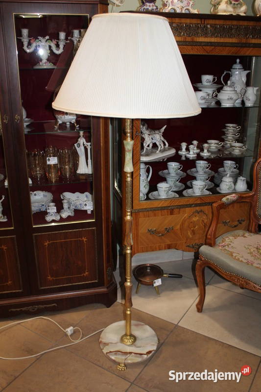 Lampa podłogowa z mosiądzu i onyksu 232 Szczecin sprzedam
