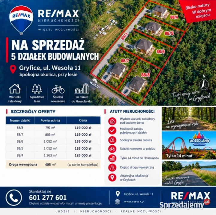 Działka Gryfice las Hossoland 8001200m