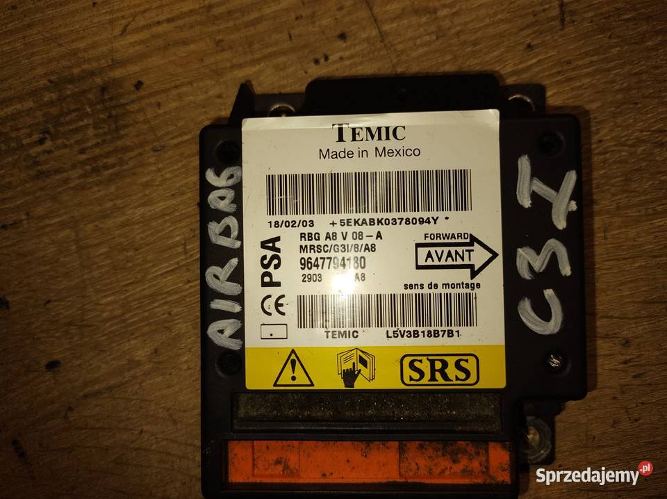 Citroen C3 sensor airbag 9647794180 Kielce sprzedam