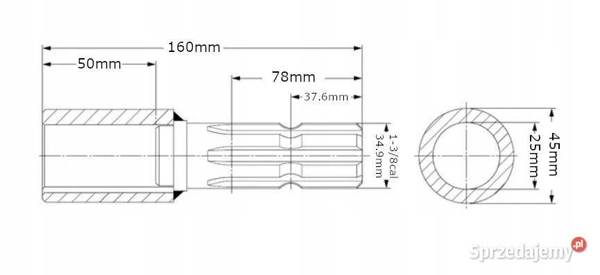 Adapter WOM wewn 25 6 frezów 349mm Kamionna
