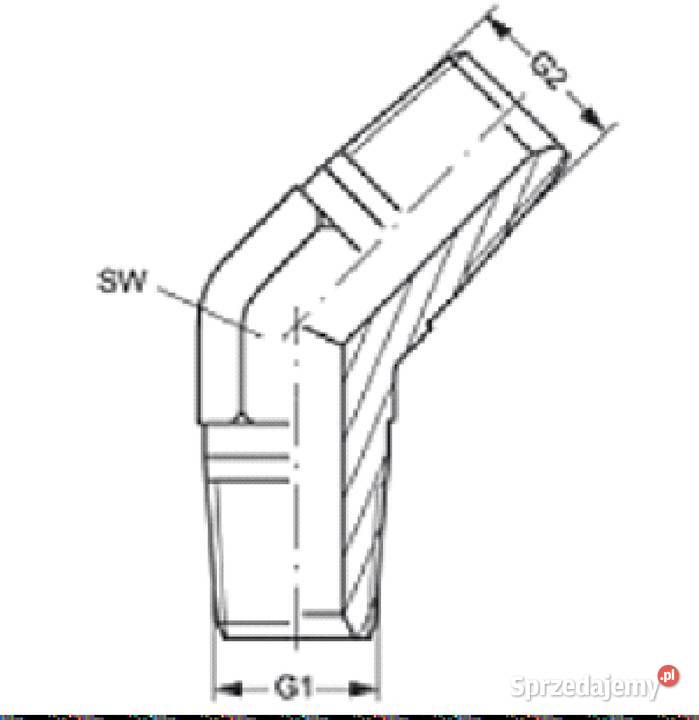 Króciec wkręcany kąt 45o 135o Gwinty BSPT 1 Ziębice