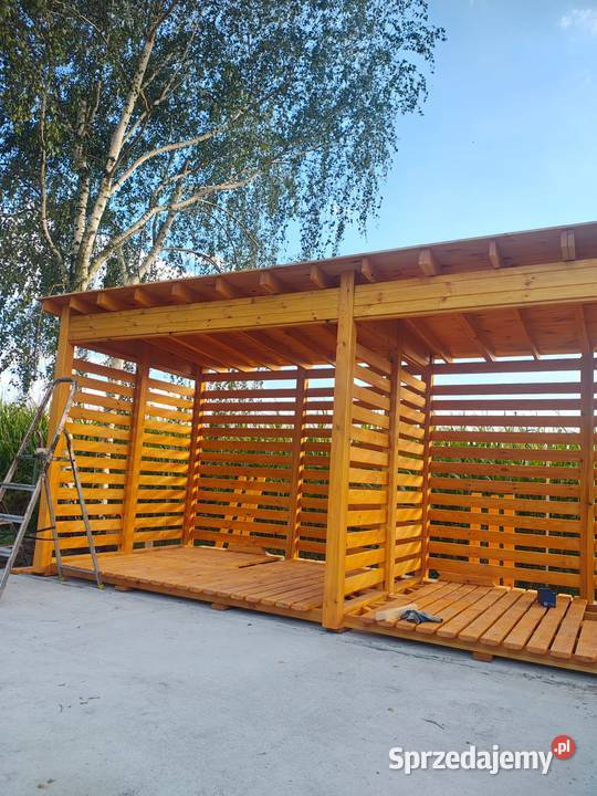 Drewutnia podwójna na drewno 55 x 2m z dachem