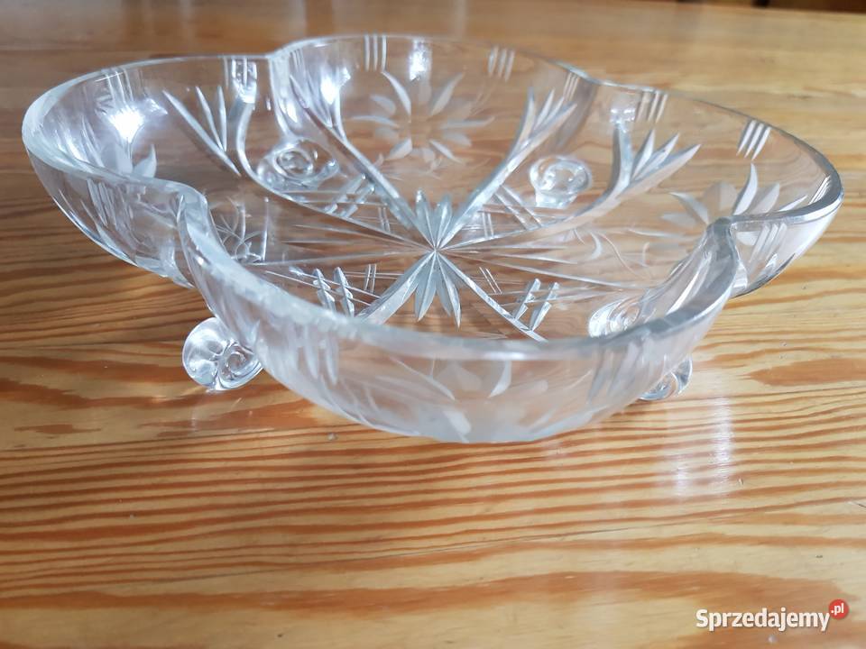 Kryształowa czterolistna patera na nóżkach Poznań