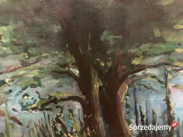 Obraz pejzaż drzewo ok2006 polska malarka na Częstochowa