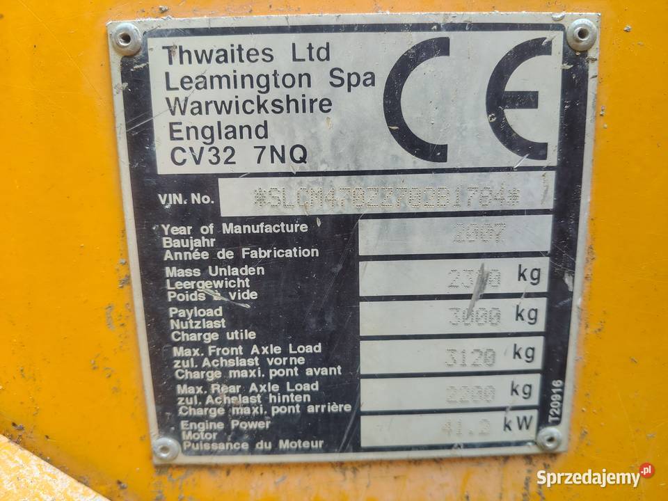 Wozidło budowlane thwaites 3t 07r Bolków
