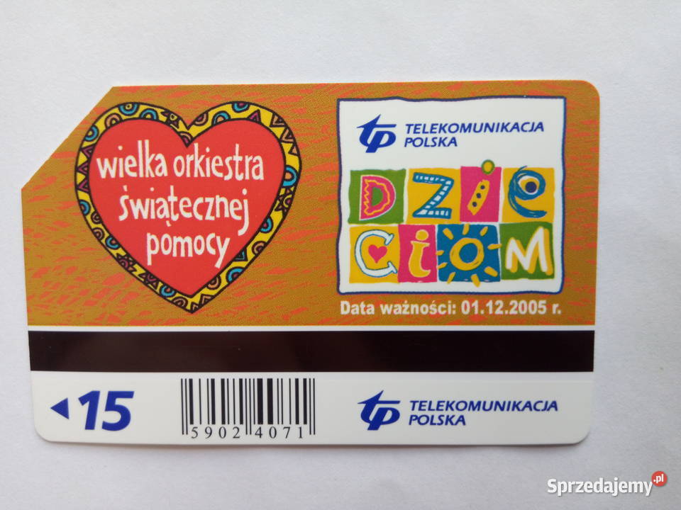 Karta telefoniczna przedstawiająca 12 WOŚP 15 Dąbrowa Górnicza