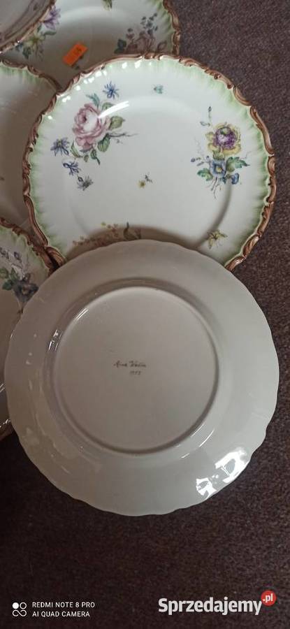 Talerz ręcznie zdobiony Sygnowany Aina Wedin Gdańsk