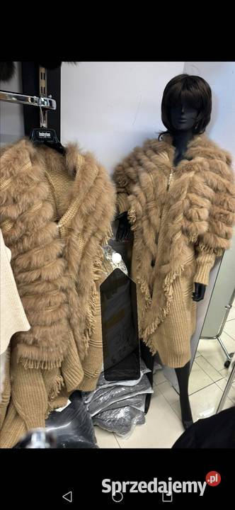 Płaszcz futro lis kardigan sweter śląskie Katowice