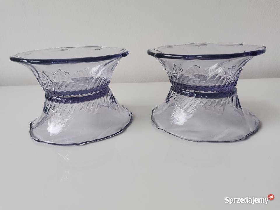 Stare fioletowe 4 miseczki szkło Art Deco