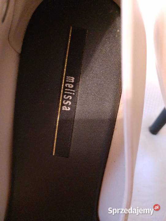 Szpilki MELISSA beżowe peep toe ozdobne czarne inna Czółenka wielkopolskie Oborniki
