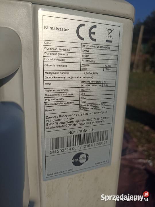 KlimatyzacjaPompa ciepła mono Split Equation 5kw Gdańsk