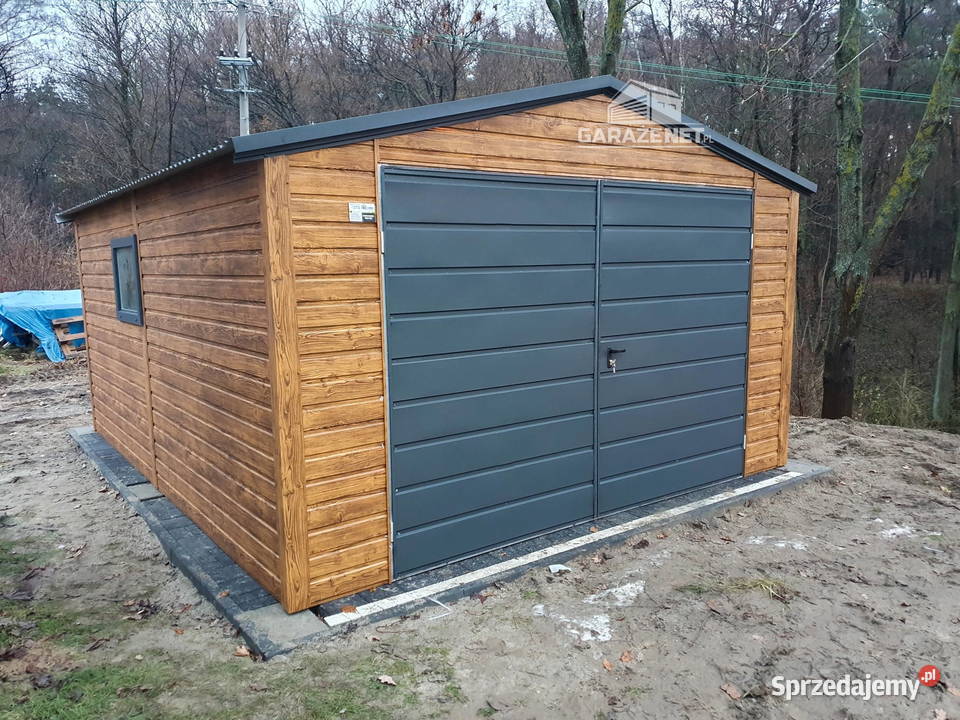 GARAŻ BLASZANY 4x5 m BRAMA OKNO ORZECH Łapanów