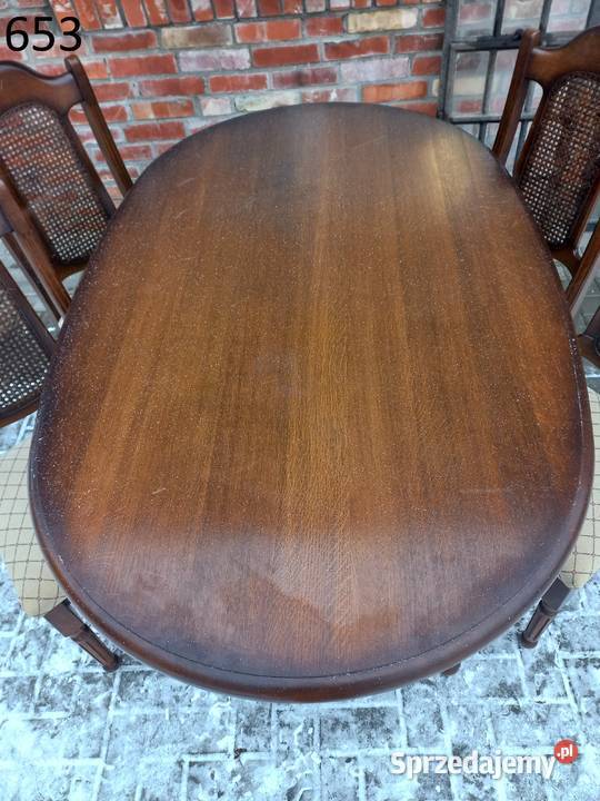 Stół dębowy owalny masywny holenderski 4 krzesła 77cm Gawroniec sprzedam