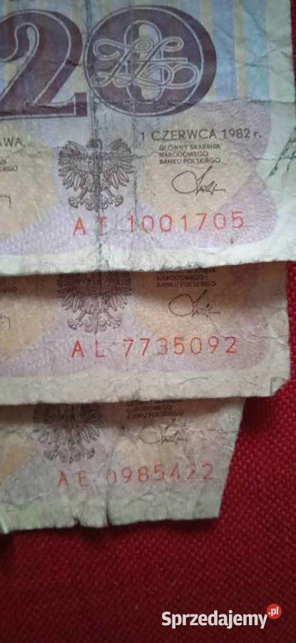 Banknoty 20 1982 r seria A Świdnica
