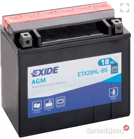 Akumulator motocyklowy EXIDE ETX20HLBS 12V 18Ah kujawsko-pomorskie Bydgoszcz sprzedam