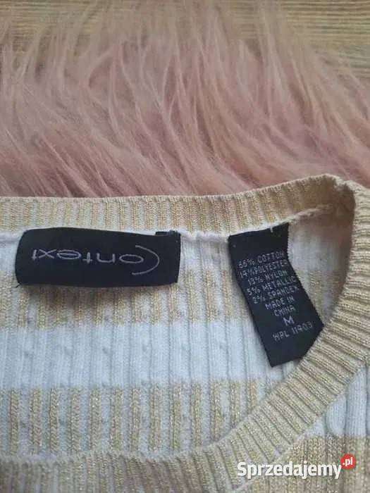 Świetny sweterek w biało złote paski błyszczący Swetry i golfy Kraków