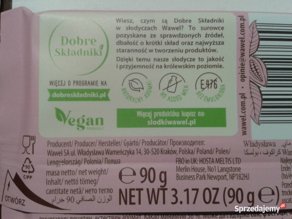 WAWEL Czekolada wegańska Vege Now VEGAN bez Wołczyn