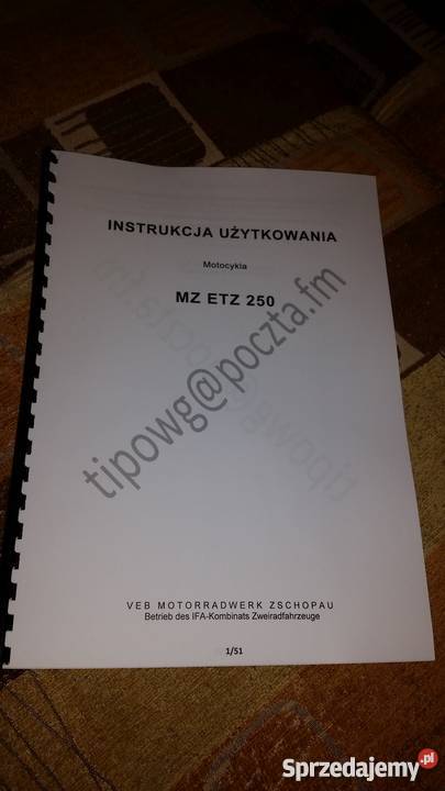 Instrukcja obsługi MZ ETZ 250 katalog