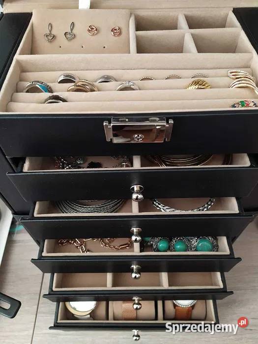 Czarna SKÓRZANA szkatułka na biżuterię SONGMICS Pozostałe mazowieckie Warszawa