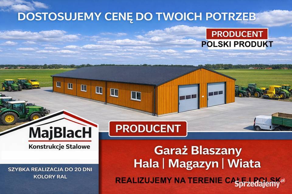 Drewnopodobny Garaż Blaszany Dwuspadowy Hala Sprzedaż Sprzedaż Radziejów