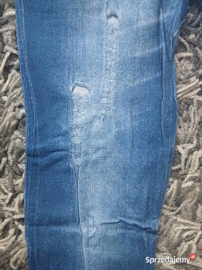 Legginsy 34 imitacja jeansu z dziurami Chrzanów