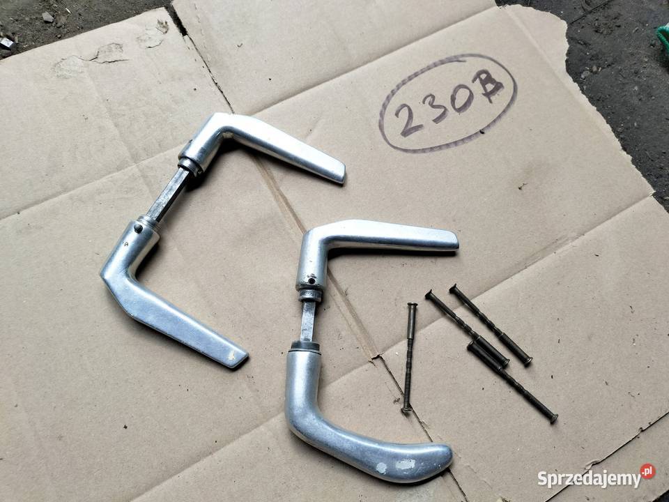 Aluminiowe klamki drzwiowe bez okuć z czasów PRL Pozostałe Kamień-Kolonia