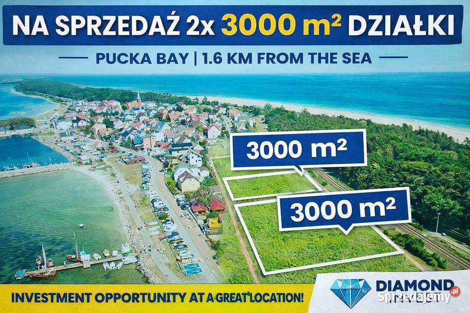 Działki inwest 16 do Zatoka Pucka Hel 3000m2 Swarzewo
