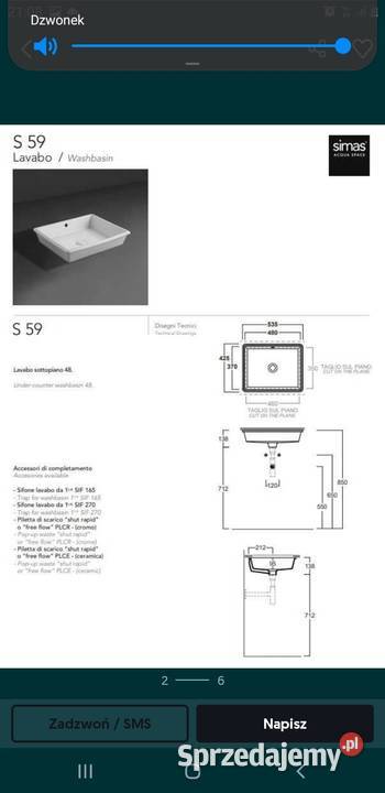 Umywalka Simas lavabo S59 Made in Italy Kórnik