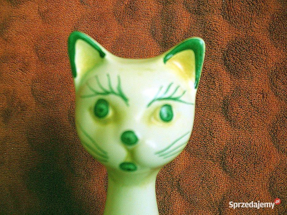 Kot koteczek ręcznie malowany porcelana 21 x 9 x Siedlce