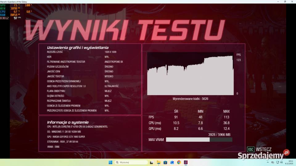 Komputer do gier 1080p i7 GTX 1660 SUPER 16GB 1000 Ostrów Wielkopolski