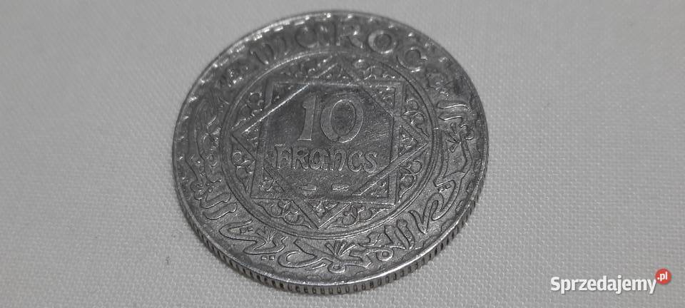 moneta Maroko 10 franków 1347 1929 mazowieckie