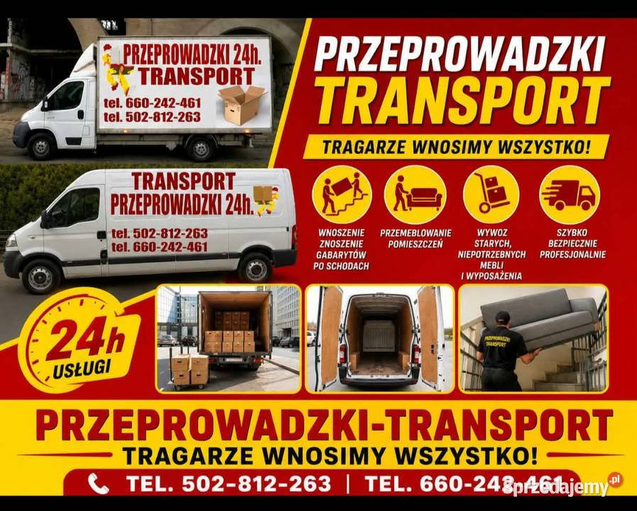 Przeprowadzki transport wnosimy znosimy wszystko Warszawa