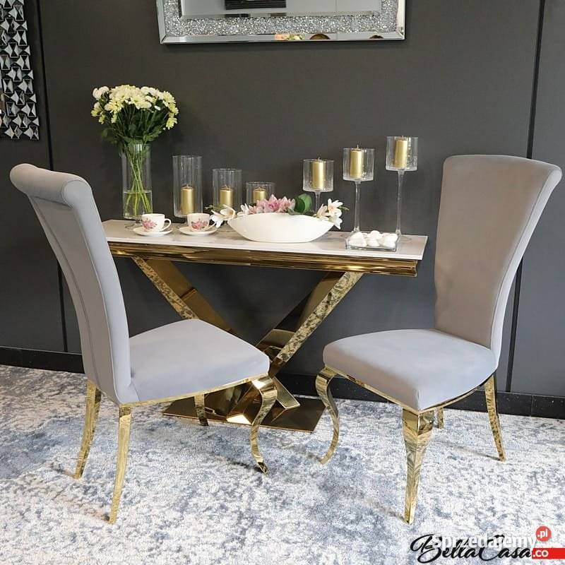 Krzesła glamour Ottavio Złote Gold Tapicerowane Warszawa